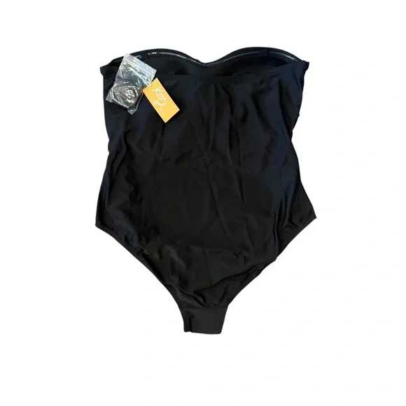 Kona Sol Women’s Black Crossover One Piece Bathing Suit Removable Straps Sz 18W - Picture 3 of 6